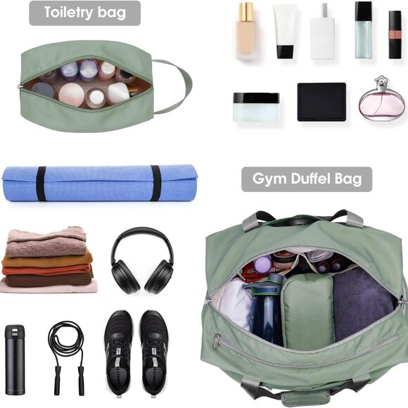 20" Gym Duffel Bag with Wet Pocket Shoes Compartment Portable Overnight Weekende - Picture 7 of 7